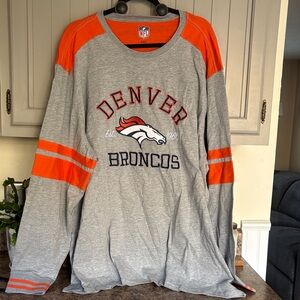 NFL Denver Broncos Gray and Orange Crewneck Shirt